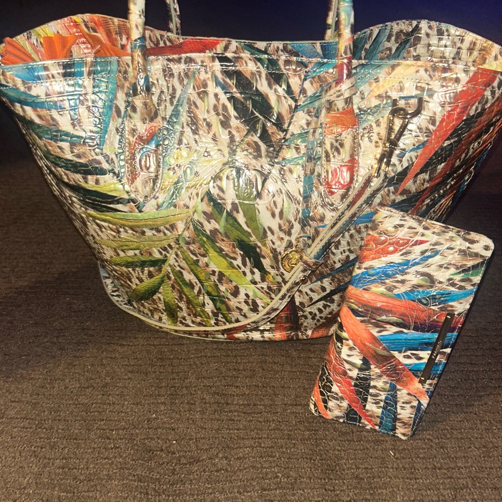 Brahmin Vibrant Patterned Tote and Wallet